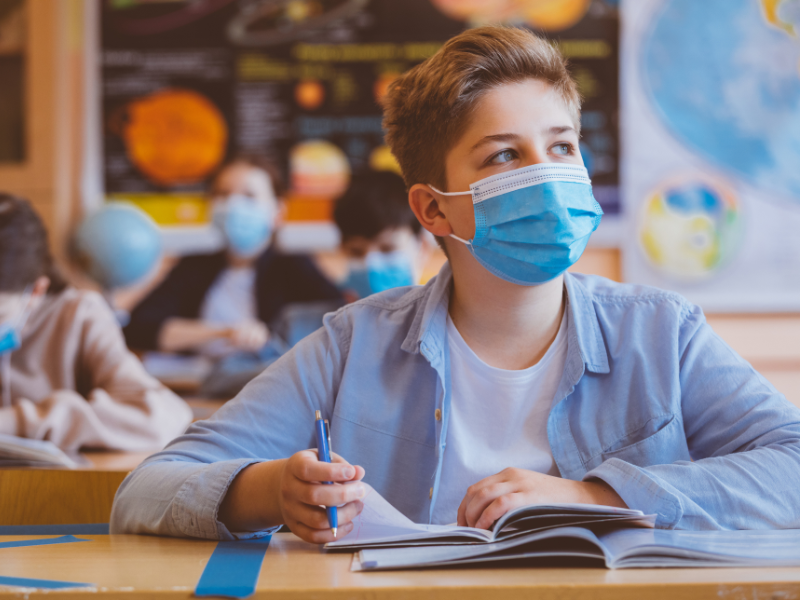 Student with mask