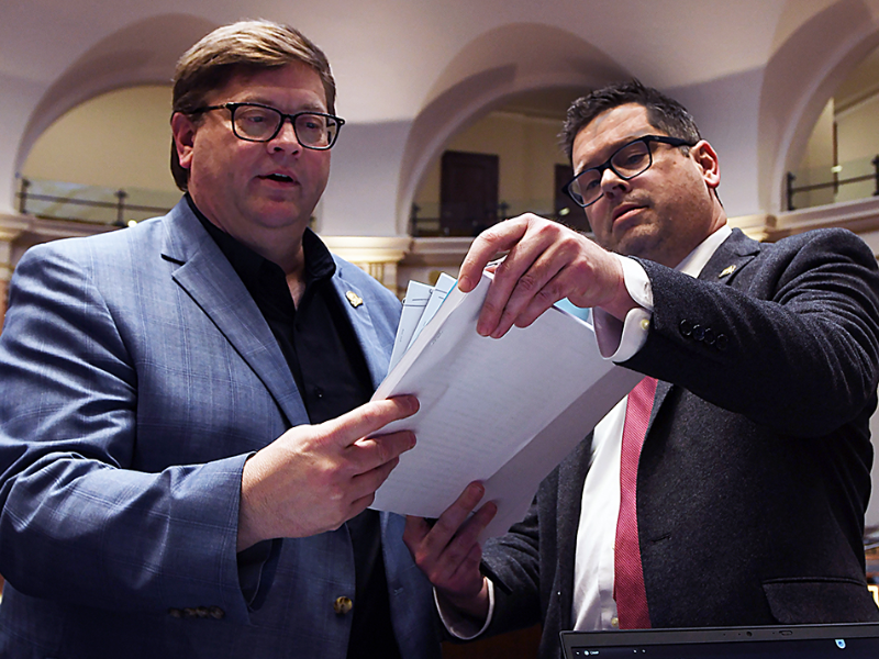 Rep. Jason Petrie, R-Elkton, (left) and House Majority Floor Leader Steven Rudy, R-Paducah