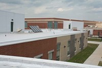 Solar panels are located on the roof of Norton Commons Elementary School.