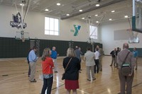 Doug Hundley with CMTA decribes the gym at Norton Commons Elementary. The school is one of only two in the nation that is connected to a YMCA, and the two share a gym and its energy costs.