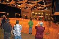 Owsley County High School student Jared Price directs his drone through a series of gates set up by KVEC staff at Hazard Community and Technical College. KVEC tech chief Paul Green said the co-op purchased drone kits and offered them to high schools to jump start the inaugural competition. Other teams that took part came from Floyd, Knott, Martin, Pike and Wolfe counties and Middlesboro Independent.