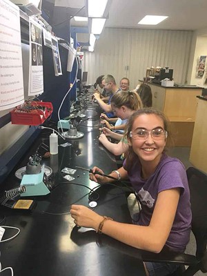 iLEAD Academy students work on a soldering project during an overnight field trip to the Craft Academy at Morehead State University. (Photo courtesy of iLEAD Academy)