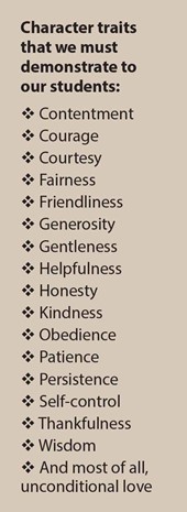 Character traits that we must demonstrate to our students