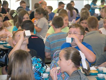 Students at West Irvine Intermediate in Estill County eat lunch during the second day of the new school year.