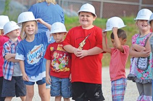 Lewis County students at the groundbreaking for the district's new elementary school. (Photo courtesy of Lewis County Herald)