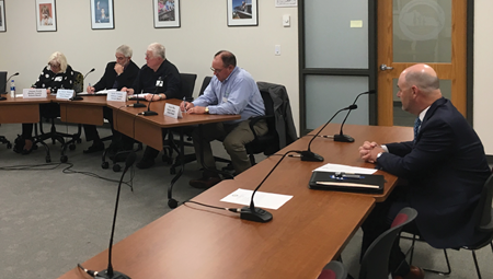 Rob Akers, executive director of the Education Professional Standards Board, explains the changes to the Rank II requirement to members of the Local School Board Member Advisory Council. 