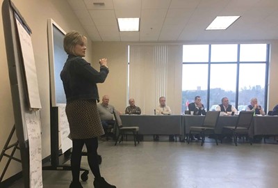 Laura K. Arnold, the state education department’s associate commissioner for career and technical education, met recently in Corbin with school leaders, community members and business partners involved in the SE Ky. Regional Career Academy project.