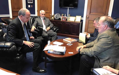 U.S. Rep. Brett Guthrie (left) listens to a delegation of Kentucky school board members during February’s annual Advocacy Institute, sponsored by the National School Boards Association in Washington, D.C. 