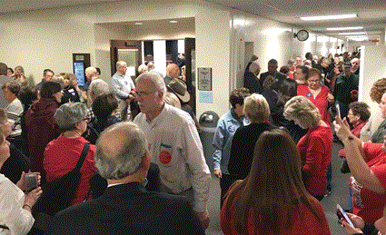 Capitol Annex hallways frequently were packed during the session when lawmakers considered pension reform and other bills that impacted public education.