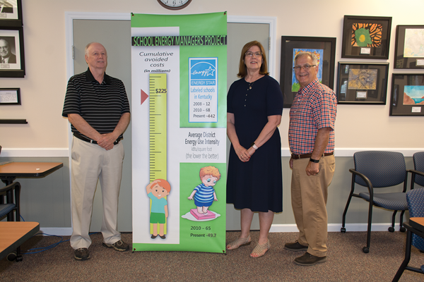 The KSBA School Energy Managers Project team – (from left) Ron Willhite, director; Martha Casher, energy services manager; and Jon Nipple, project manager – helped districts obtain $225 million in cumulative avoided costs since 2010. 
