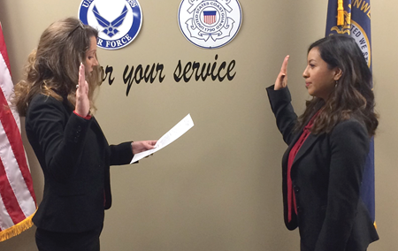 New Livingston County school board member Christine Thompson was sworn in prior to her first meeting. Thompson said she plans to focus on fiscal responsibility, transparency and bringing stability to the board. (Photo courtesy of Christine Thompson)