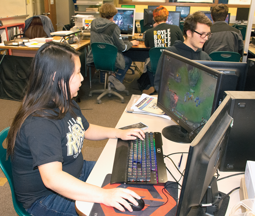Boyle County High School senior Kat Lark competes in a League of Legends match this spring. Lark and sophomore Gabe Skelton organized a petition last fall to start esports at the school.