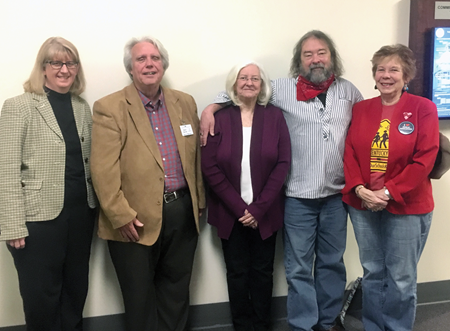 From left: School board members Julie Pile (Boone Co.), Steve Becker (Danville Ind.), Pat Hall (Campbellsville Ind.), Mickey McCoy (Martin Co.) and Mary June Brunker (Harrison Co.) attended a House Appropriations and Revenue Committee meeting to advocate.