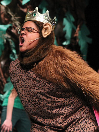 John W. Bate Middle School student  Demani Bell  performs during  the school’s production of  “The Jungle Book.” 